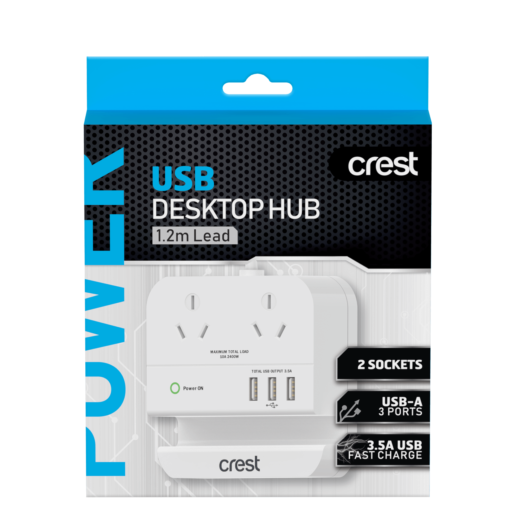 Power Hub 2 Sockets with 3 USB Outlets