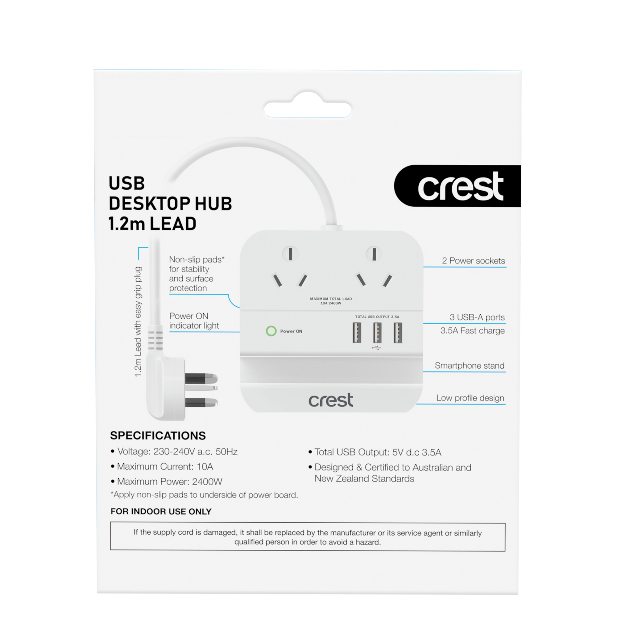 Power Hub 2 Sockets with 3 USB Outlets