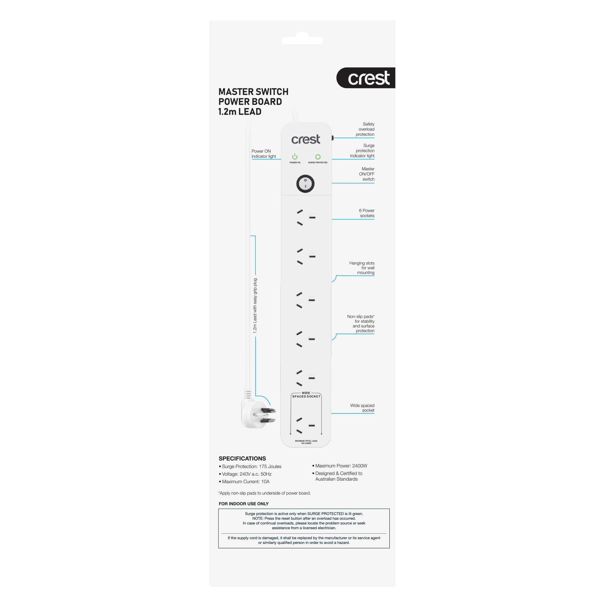 Power Board 6 Sockets with Master Switch