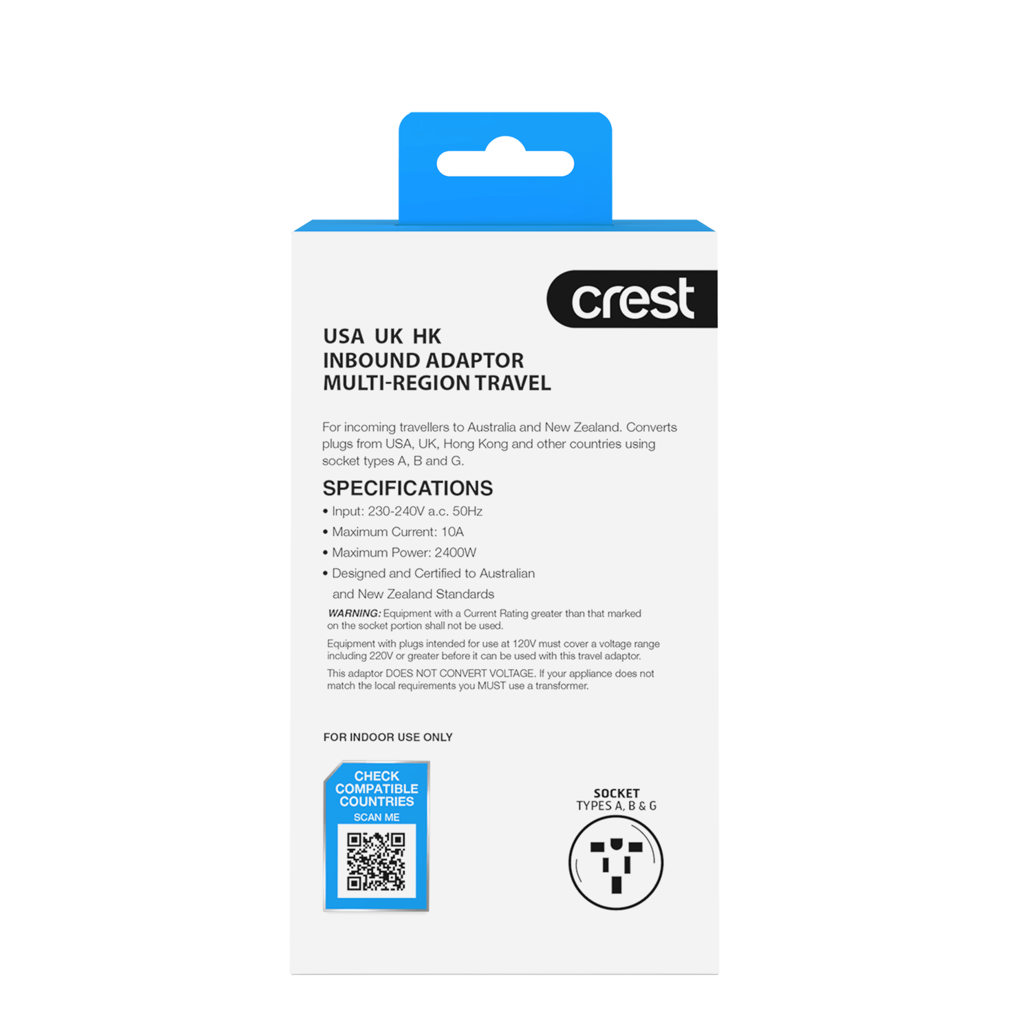 Crest Universal Travel Power Adaptor - AUS