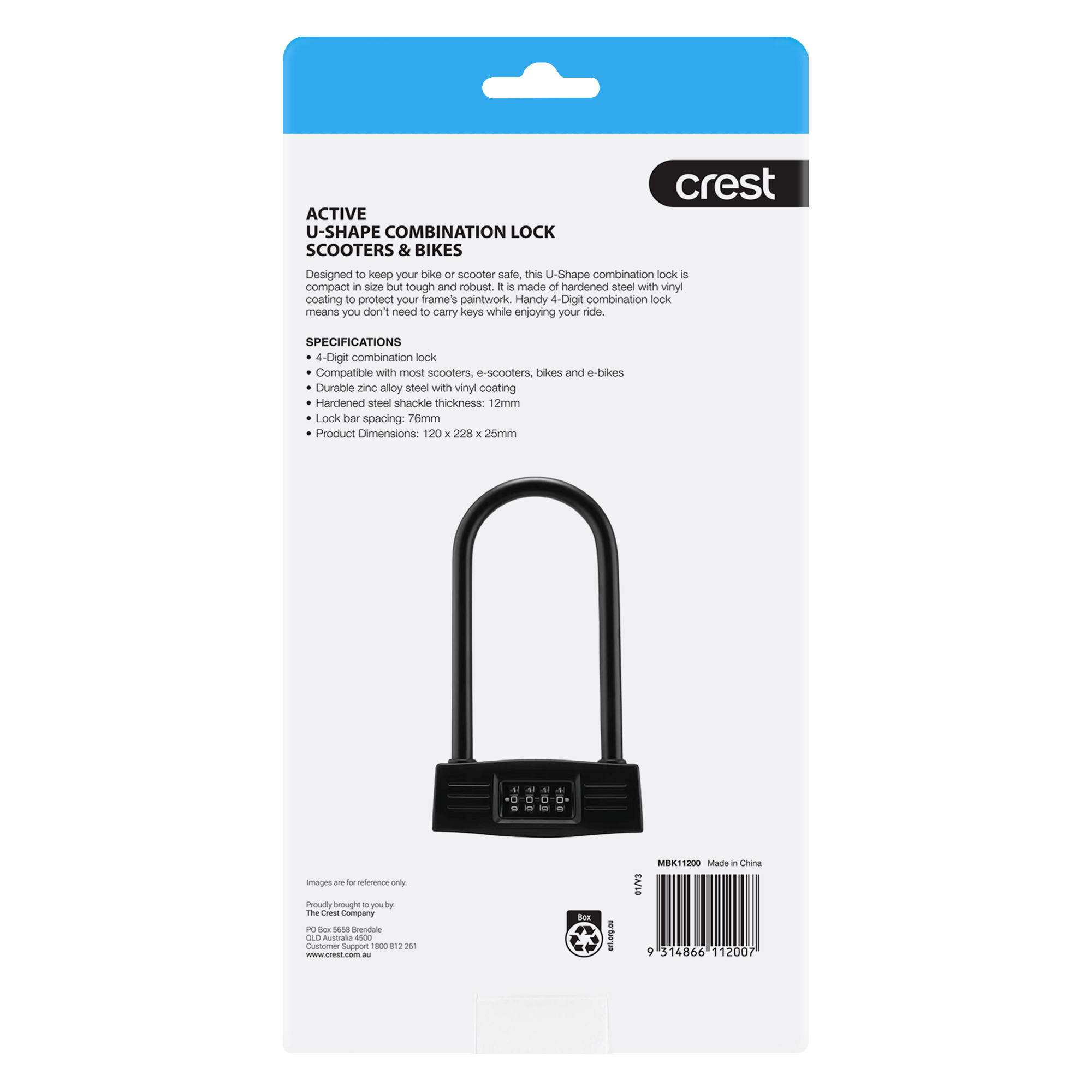 U-Shape Combination Lock for Scooters & Bikes