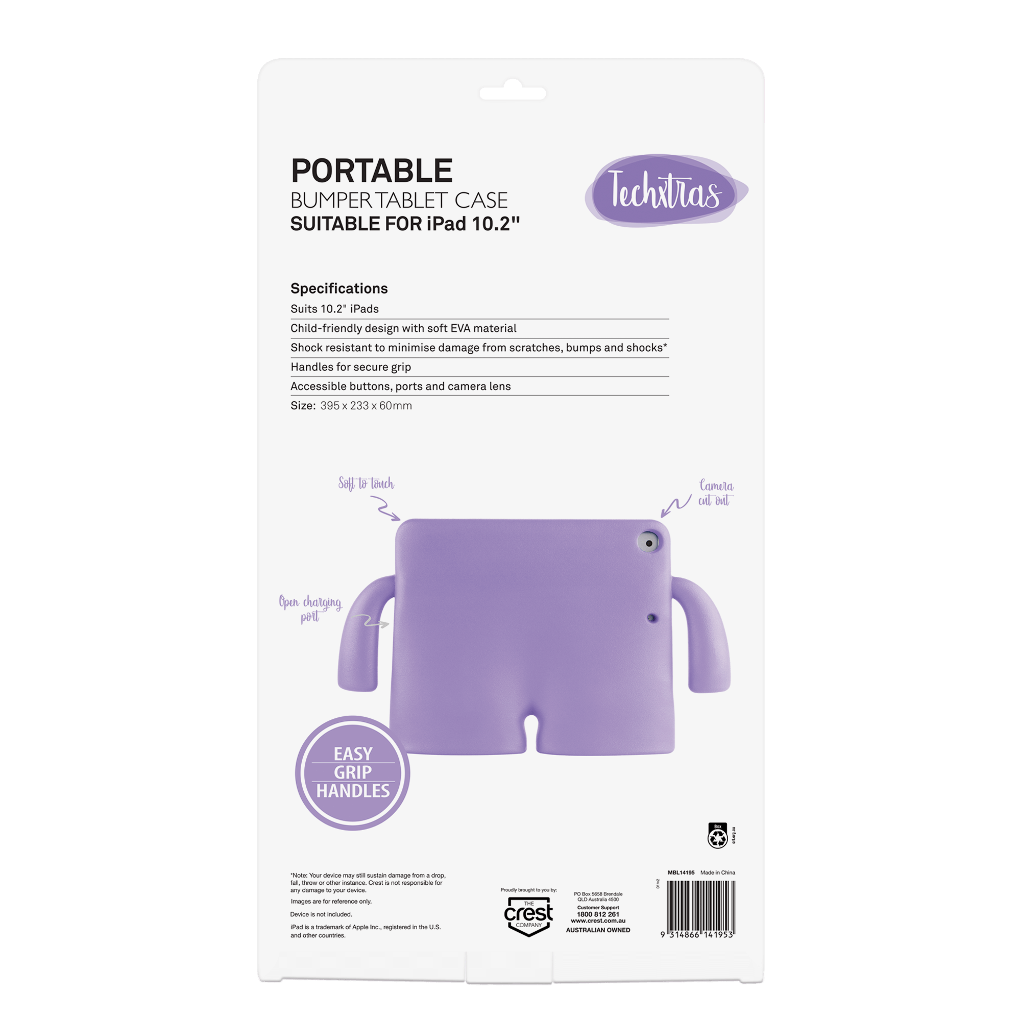 TechXtras Portable Bumper Tablet Case iPad 10.2" - Lavender