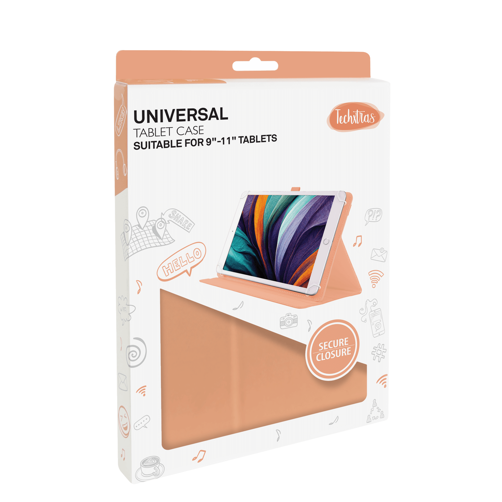 TechXtras Universal Tablet Case iPad 9" to 11'' - Peach