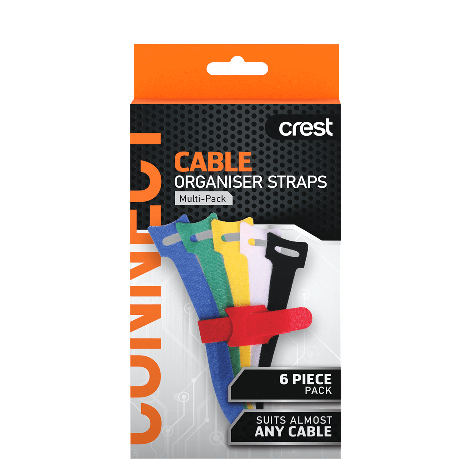 Cable Organiser Hook and Loop Straps - 6 Pack