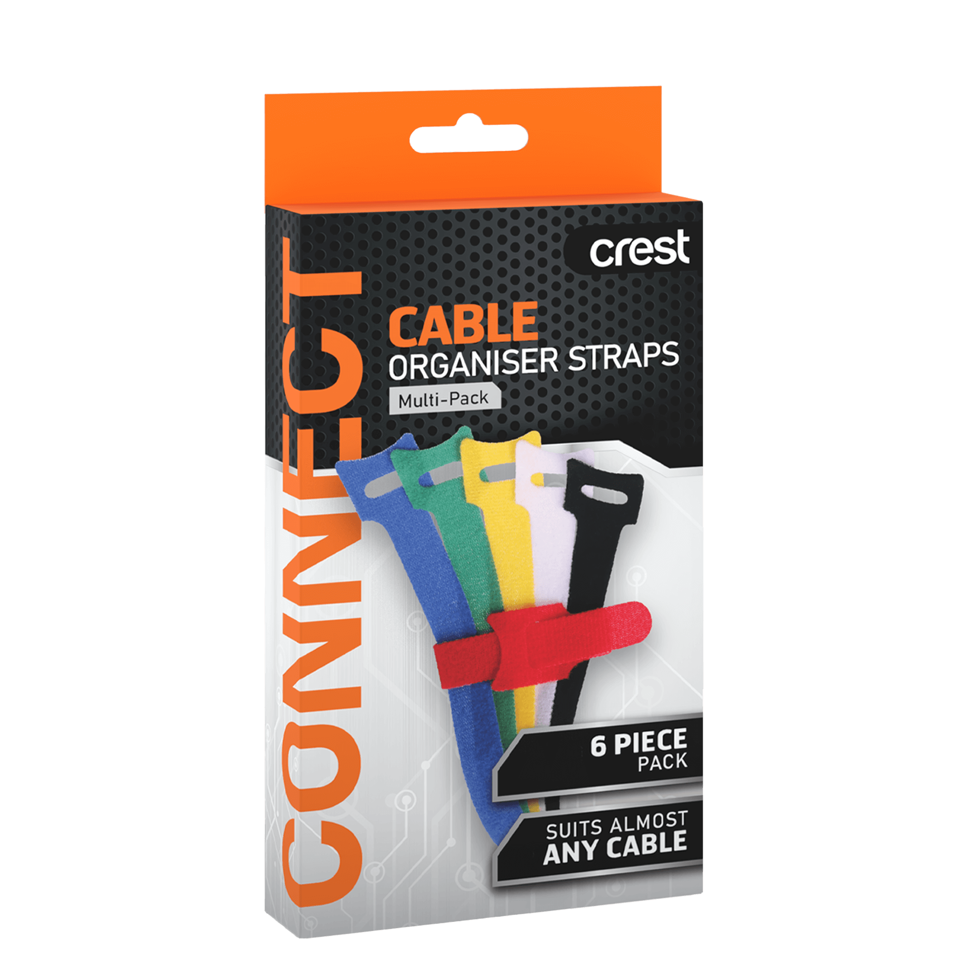 Cable Organiser Hook and Loop Straps - 6 Pack